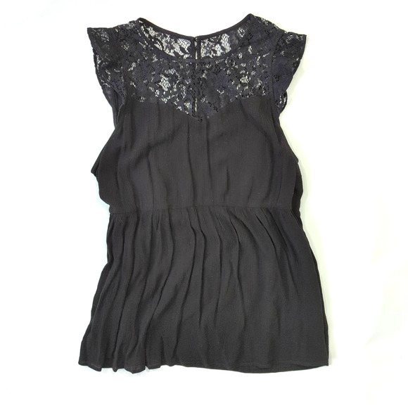 torrid Tops - Torrid Women's Black Blouse Size 2 2X Rayon Cap Sleeveless Lace High Neck Top